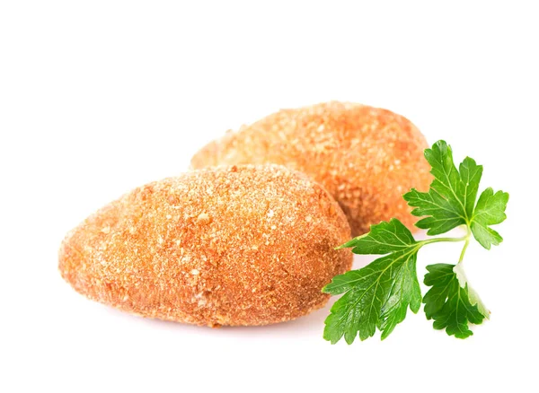 Two Fried Breaded Cutlet Isolated White — ストック写真