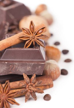 chocolate bars with its ingredients isolated