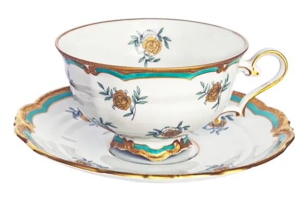 Antika çay bardağı ve tabağı. — Stok fotoğraf