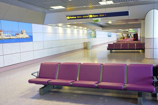 Airport's departure lounge.