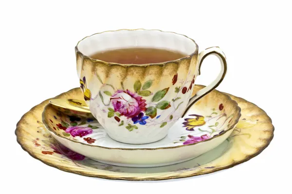 çay bir antik Çin fincan ile fincan tabağı ve tatlı tabağı.
