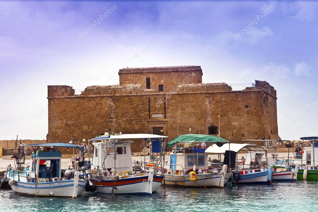Old harbour in Paphos, Cyprus.
