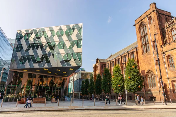 Manchester September 2020 Contrast Old New Buildings Deansgate Manchester Historic — Stock Photo, Image