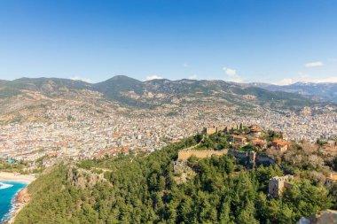 Güney Türkiye 'deki Alanya Şatosunun İç İstihkamından Manzara.