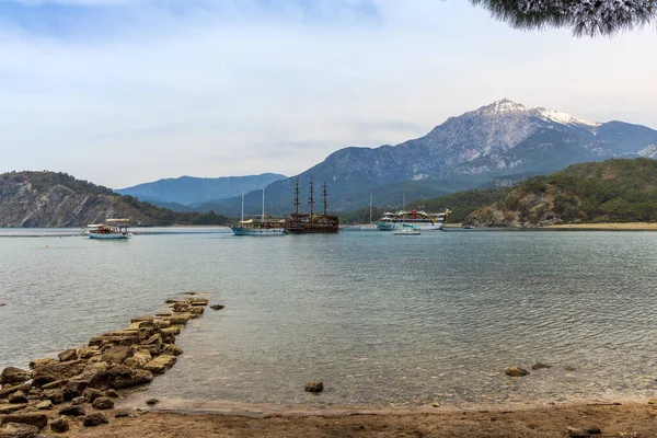 Kemer Türkiye Nisan 2022 Eski Phaselis Güney Limanı Ndaki Botlar — Stok fotoğraf