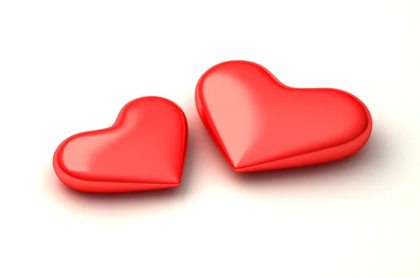 Two 3d perfect hearts — Stock Photo, Image