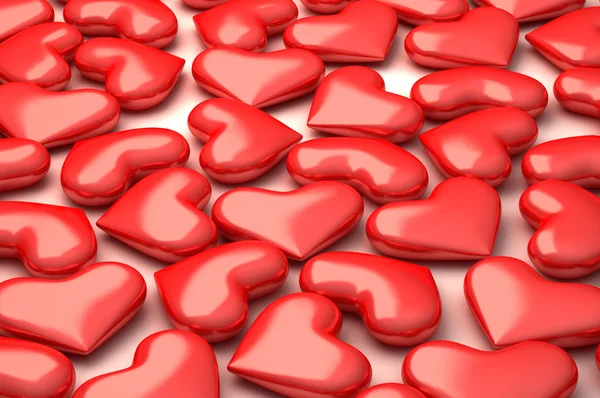 Um monte de corações perfeitos 3d — Fotografia de Stock