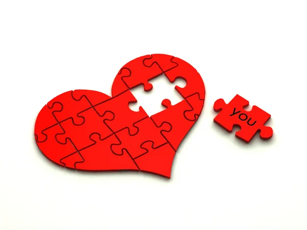 3d heart puzzle on white — Stock Photo, Image