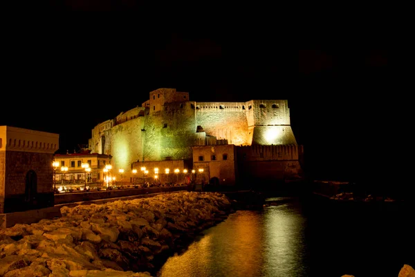 Castel Dell Ovo Una Noche Invierno —  Fotos de Stock