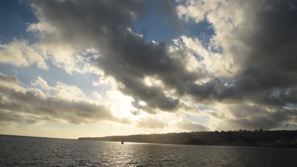 Vintersolnedgång Vid Havet Neapel — Stockvideo