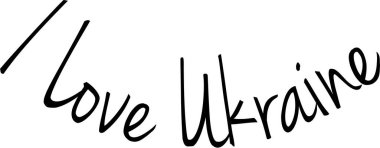 Beyaz arkaplanda Ukrayna metnini işaretlemeyi seviyorum