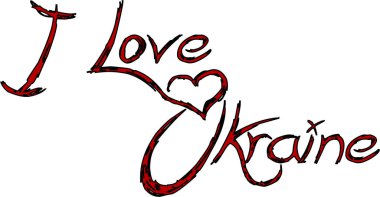 Beyaz arkaplanda Ukrayna metnini işaretlemeyi seviyorum