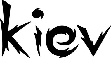 Beyaz arkaplanda Kiev metin imzası illüstrasyonu