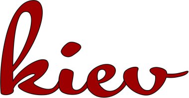 Beyaz arkaplanda Kiev metin imzası illüstrasyonu
