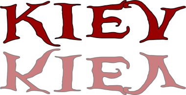 Beyaz arkaplanda Kiev metin imzası illüstrasyonu