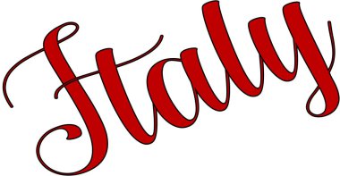 Beyaz arkaplanda İtalya metin imzası illüstrasyonu