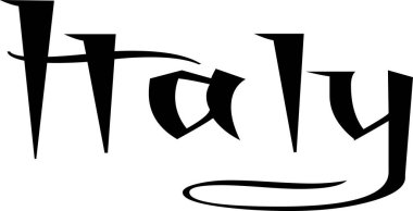 Beyaz arkaplanda İtalya metin imzası illüstrasyonu