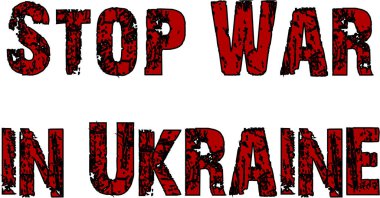 Ukrayna 'daki Savaşı Durdur metni beyaz fırın üzerinde illüstrasyon imzala