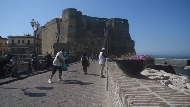 坎帕尼亚意大利那不勒斯市 Castel Dell Ovo的风景 — 图库视频影像