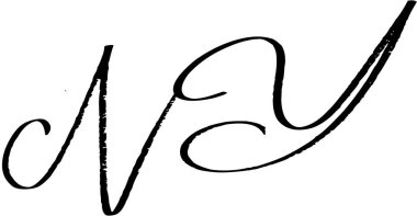 Beyaz arkaplanda Ny metin işareti çizimi