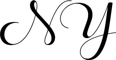 Beyaz arkaplanda Ny metin işareti çizimi