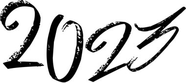 Beyaz arkaplanda 2023 metin imzası çizimi