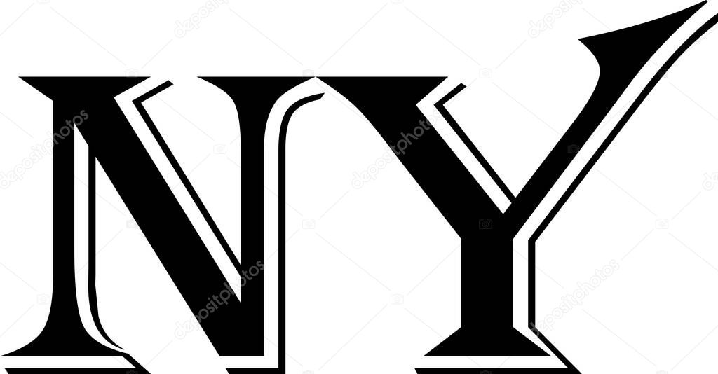 Ny text sign illustration on white background