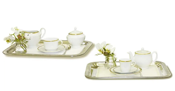 Tea trays isolated in white — Stock Photo, Image