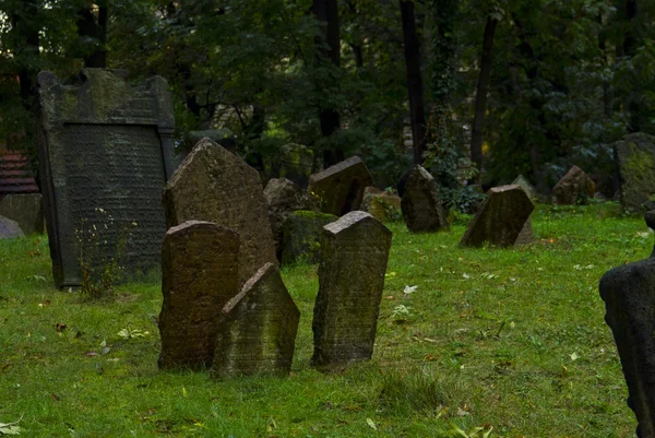 Náhrobky na starý Židovský hřbitov v Praze — Stock fotografie