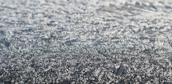 Texturbild Der Oberfläche Die Während Des Ersten Frosts Mit Frost — Stockfoto