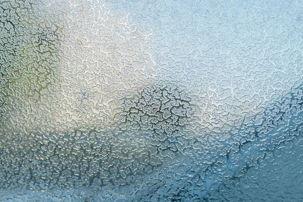 Sonbaharın Sonlarına Doğru Buz Tutmuş Bir Arabanın Buzlu Camı — Stok fotoğraf