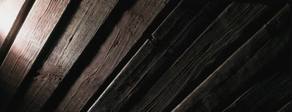 Träplattform Med Sprucken Färg Tillverkad Plankor Mörker — Stockfoto