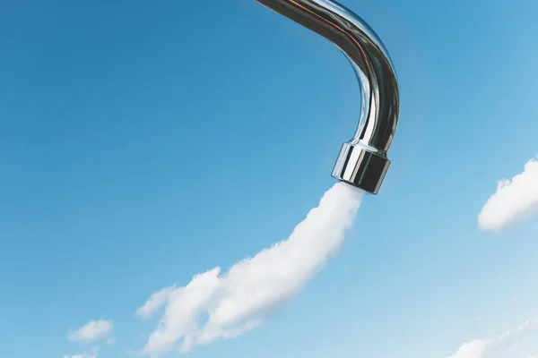 Water Tap Background Sky Clouds — Stock Photo, Image