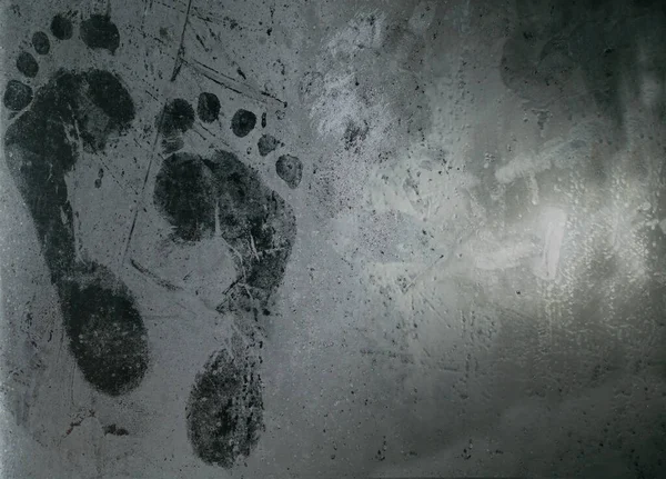 Footprint Fogged Frozen Glass — Foto Stock