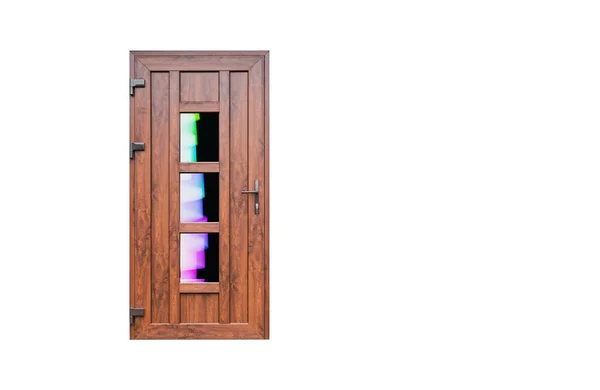 New Plastic Door Handle Covered Lamination White Background — Fotografia de Stock