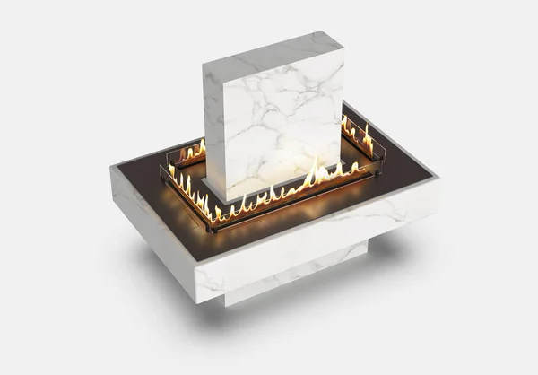 Brennender Kamin Isoliert Auf Weißem Hintergrund — Stockfoto