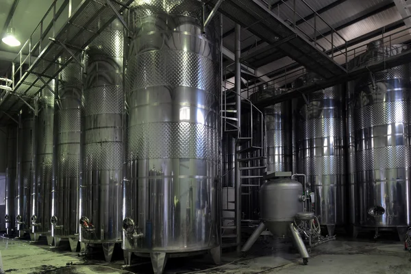 Vats of wine at the winery — Stock Photo, Image