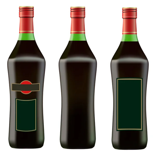绿色红色马提尼酒的瓶子 — 图库矢量图片