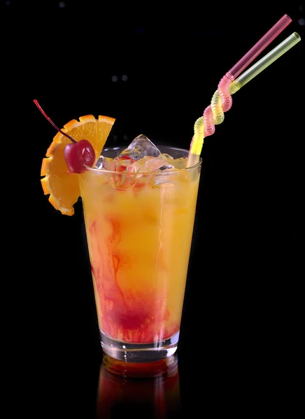 Orange cocktail with a cherry — Stock Photo, Image