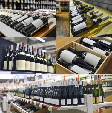 Kırmızı ve beyaz şarap şişe