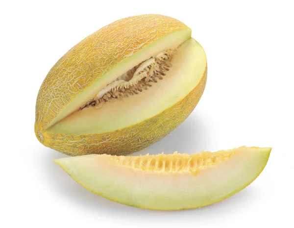 Melon z plastrami na białym tle — Zdjęcie stockowe
