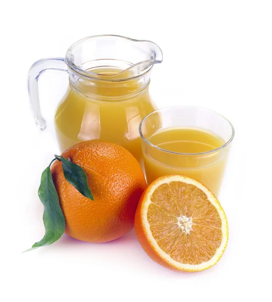 Orangensaft und Obst — Stockfoto