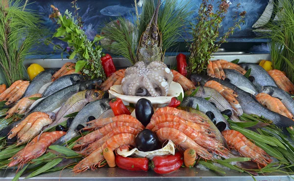 Show-window of seafood — Stock Photo, Image