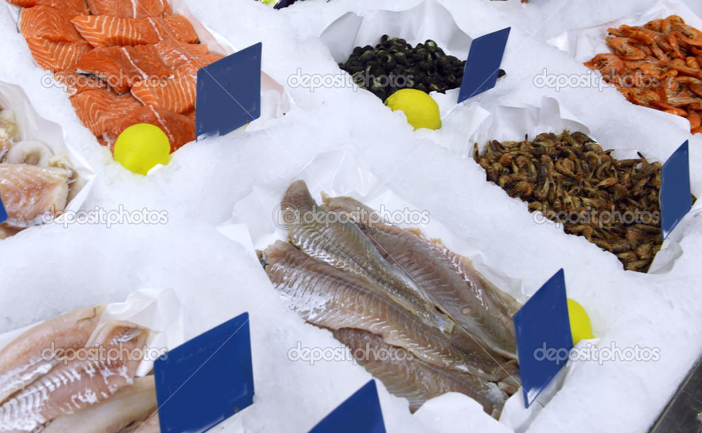 showcase of seafood