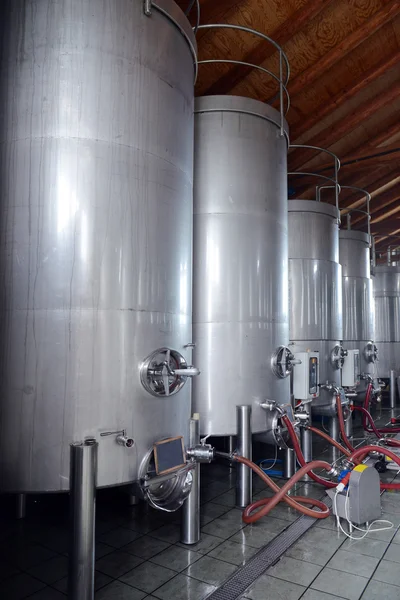 Stainless steel wine vats — Stock Photo, Image