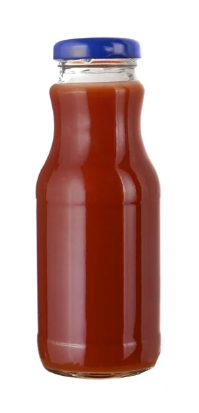 在一个小小的玻璃瓶中的番茄汁 — 图库照片