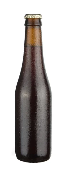 Bottle of dark beer with drops — Stock Photo, Image