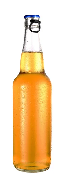 Transparent bottle of beer with drops — Stock Photo, Image