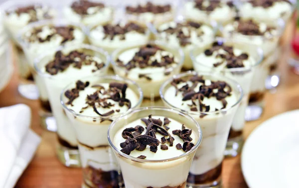 Tiramisu, Panna cotta on the buffet table — Stock Photo, Image