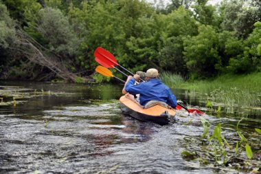 2014 Ukrayna Nehri sula Nehri rafting editoryal fotoğraf kanosu